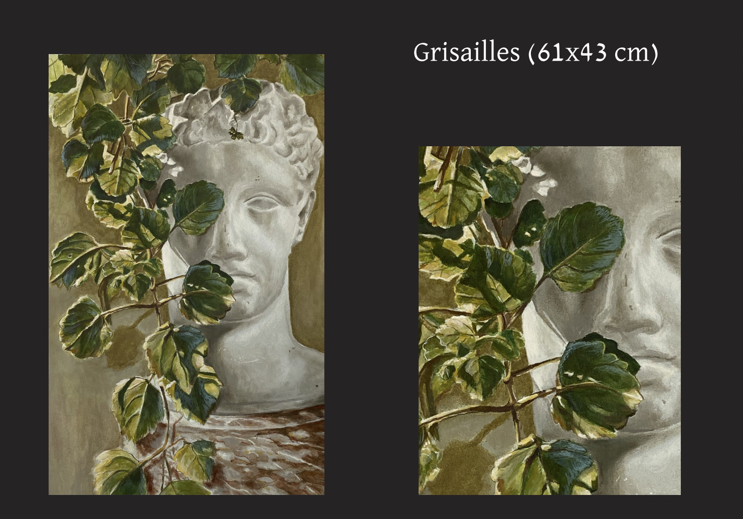 Grisaille - Buste et lierre